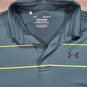 Polo Under Armour Playoff Para Hombre Grande Suelto Verde Rayas Manga Corta Polo - Imagen 1 de 7