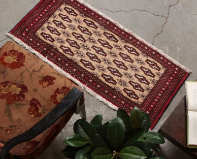 Tapete capacho 2x4, tapete de área de cozinha vintage turco de lã com nós à mão 1'7" x 3'7" - Imagem 1 de 4