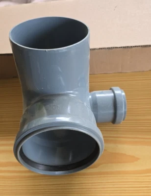 HT 90° Bogen DN 110 Einfach Doppel Abzweig DN 50 grau rechts - Bild 1 von 2