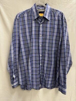 Camisa informal ROBERT TALBOTT CARMEL talla grande 100 % algodón azul gris a cuadros para hombre Foto 1 de 4