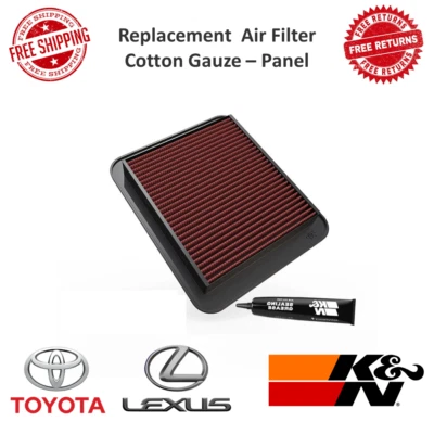 Panel de filtro de aire de alto flujo de repuesto K&N Drop-in para Toyota Chaser, Lexus IS300 Foto 1 de 4