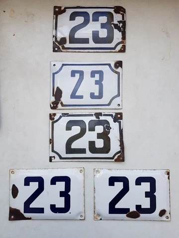 vintage ISRAELI enamel porcelain number 23 house sign # 23 PICK 1 FROM LOT Cover