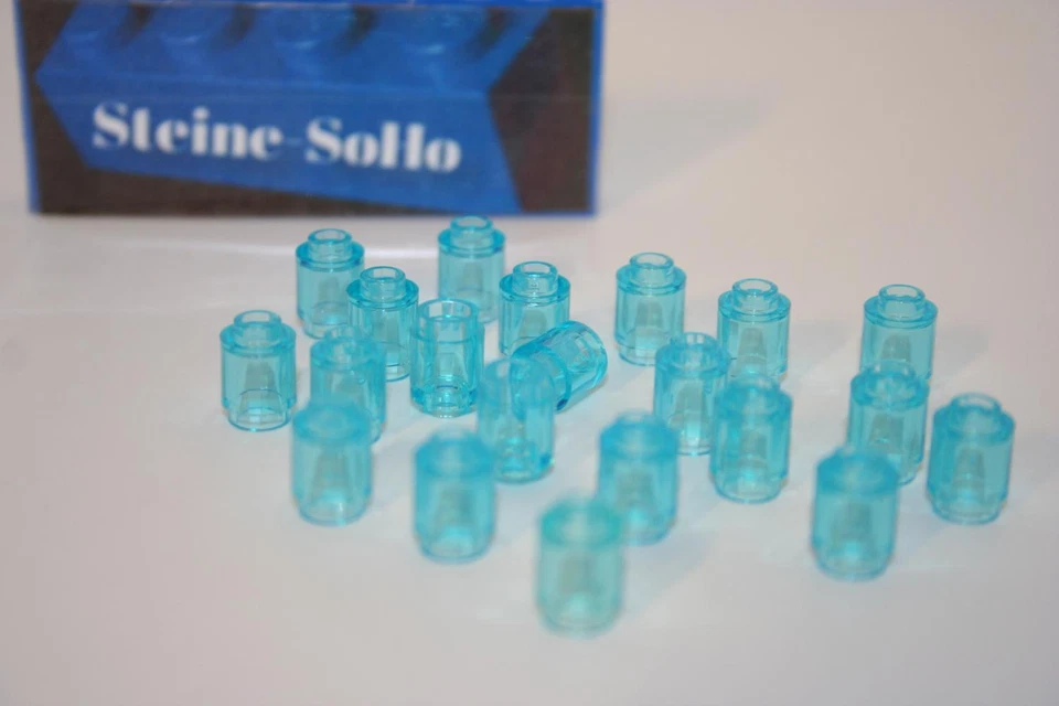 Lego (c) 20x Stein rund - 1x1 - transparent hellblau - 3062b - Säule - Bild 1 von 1