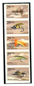 US  2545-49  Fishing Flies 29c - Folded Strip of 5 - MNH - 1991 - Picture 1 of 1