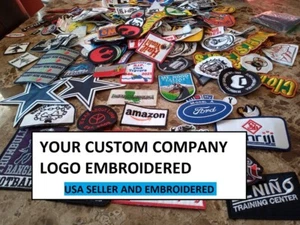 YOUR COMPANY Logo embroidered patch, Great for Uniforms, Teams, IRON ON / SEW ON - Picture 1 of 16