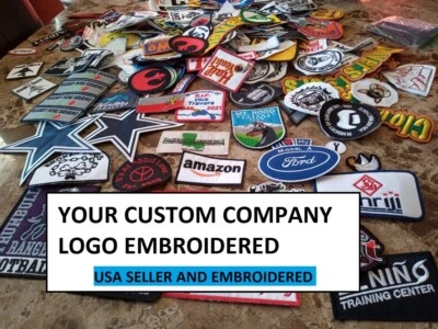 YOUR COMPANY Logo embroidered patch, Great for Uniforms, Teams, IRON ON / SEW ON - Image 1 of 4