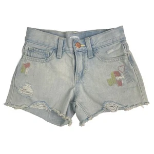 OLD NAVY Girls Light Blue Denim Jean Shorts Size 8 Heart Stretch - Picture 1 of 7