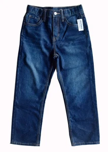 Old Navy Boy's Size 8 Blue Denim Jeans, High-Rise Slouchy Straight Pants, NWT - Picture 1 of 5