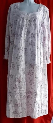 Eileen West 长袖多花 100% 棉草坪芭蕾睡衣 M — 第 1/4 张图片