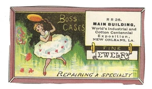 Victorian Trade Card Boss Watch Cases 1884 Worlds Fair New Orleans - Picture 1 of 2
