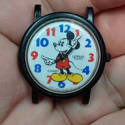 Винтажные часы Mickey Mouse Disney Lorus 31 мм черные Япония V515-6B20 работают на запчасти - Изображение 1 из 4