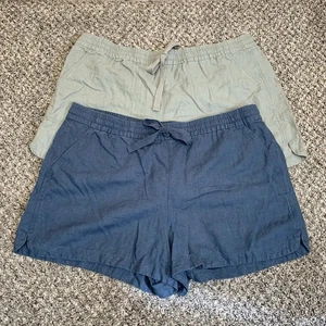 Pantalones Cortos J.Crew 2 Lino Mezcla Lyocell Reimaginados Cordón Caqui Azul Marino L - Imagen 1 de 14