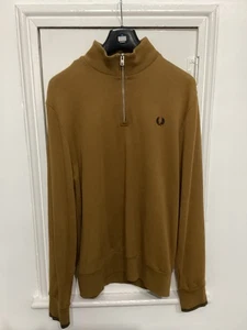 Fred Perry Men's Quater Zip Pullover Sweater - Picture 1 of 5