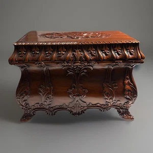 Victorian Style Tea Caddy Chest Box Hand-carved Solid Mahogany - Picture 1 of 12