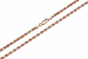 14k Solid White Yellow Rose Gold 3mm Rope Chain Necklace Size 16"-30"