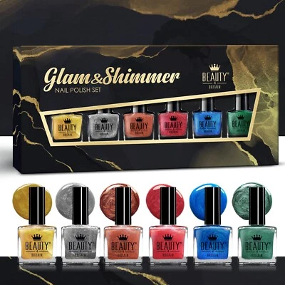 Glam & Shimmer by Beauty4Britain Set of 6 Nail Polishes 10 ml Pearl Shades New