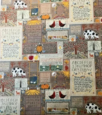 Primitive Folk Art Faux Sampler Seasons of 1823 Fall Spectrix 2003 BTFQ - Image 1 of 4