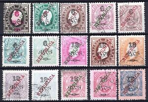 Macau China 1913 selection of 15x  Republica surch stamps used most nice 