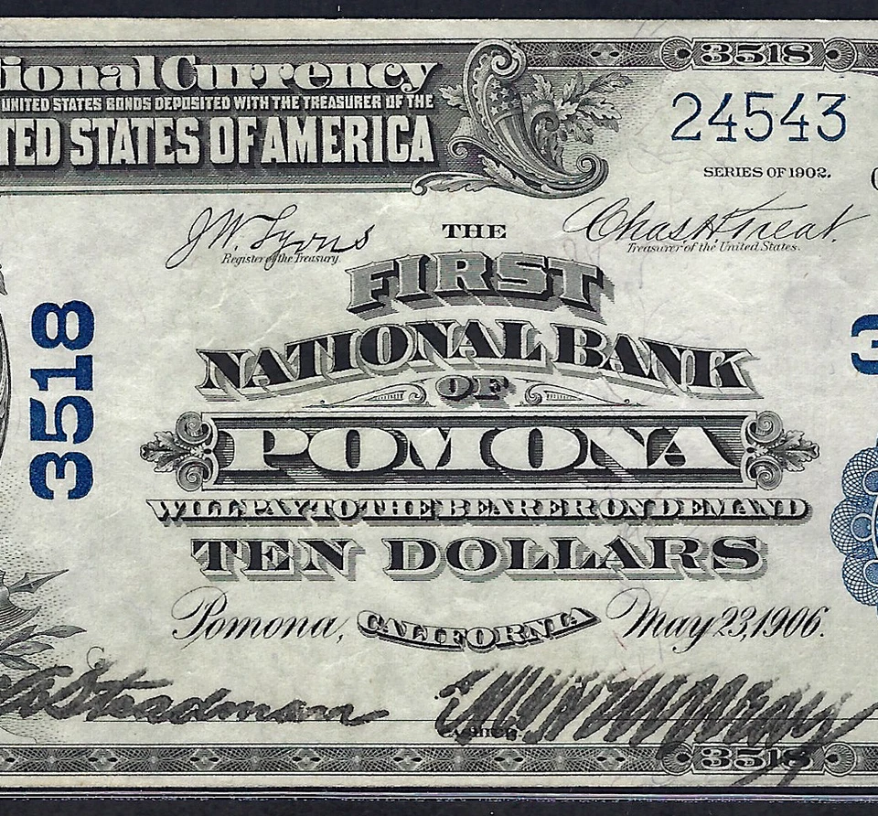 🇺🇸 CA 1902 $10 ♚♚POMONA, CALIFORNIA♚♚ PCGS EX FINE 45   ONLY ONE BETTER - Image 1 of 3