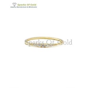 14k Yellow Gold Natural Prong Set Diamond Band Ring Minimalist Jewelry Gift - Picture 1 of 3