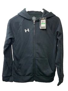 Under Armour - Boys Rival Fleece Full Zip Sweater Black Size YL Long Sleeve - Picture 1 of 6