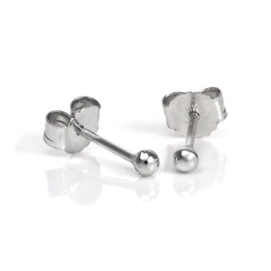 Tiny 9ct White Gold 2mm Ball Stud Earrings Adult & Kids Studs Children Childs - Picture 1 of 7