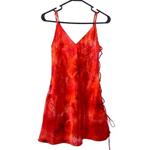 Secret Treasures sexy Chemise floral dress cut out sides size small orange red - Picture 1 of 10