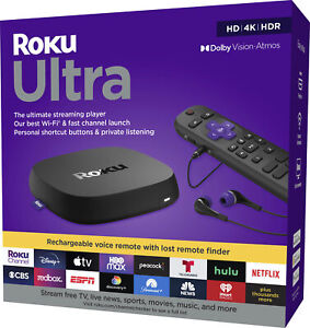 Roku Ultra 4K/HDR/Dolby Vision Streaming Device and Voice Remote Pro - 4802R