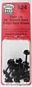 HO Scale Kadee #524 28" Diameter Smooth Back Metal Code 110 Wheels (12) pcs - Picture 1 of 3