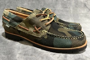 POLO Ralph Lauren Ranger Suede Camo Olive Boat Shoe Men’s Size 8 NEW - Picture 1 of 14