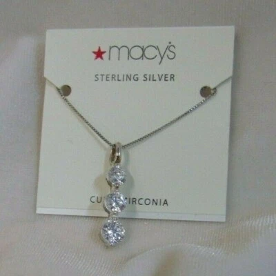 Collar Life Line de Plata de Ley con Piedras de Circonita Cúbica Cadena de 18" Foto 1 de 3