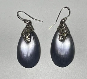 Alexis Bittar Signed Lucite Crystal Rhinestone Dangle Tear Drop Earrings - Picture 1 of 8