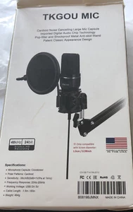 TKGOU USB Cardiod Microphone With Pop Filter And Tripod Stand for PC PS4 MAC - Picture 1 of 8