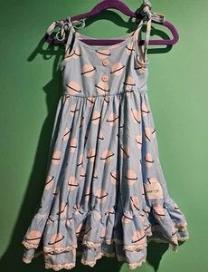 Jane + Jo Blue And Pink Planet Outer Space Dress Size 4t Adjustable Straps - Picture 1 of 5