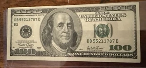 $100 bill (One Hundred Dollar Bill) - Series 2003 Light Circulated DB 55213787 D - Picture 1 of 2