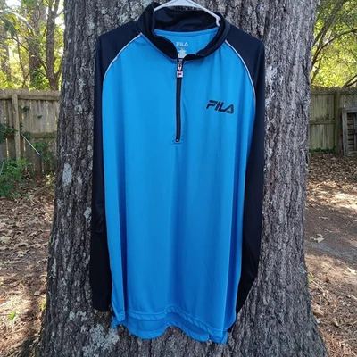 FILA Men's NWT 1/4 Zip Blue And Black Big & Tall Poly Jersey 3X - Image 1 of 4