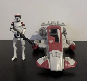 Star Wars The Clone Wars ARF Trooper With Republic Scout Speeder Hasbro 2008 - Picture 1 of 2