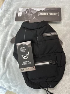Canada Pooch Ultimate Stretch Vest Puffer Dog Jacket Size  8 Black NWT - Picture 1 of 6