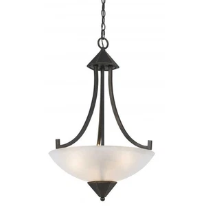 Cal Lighting Dark Bronze 3-Light Iron & Glass Pendant Ceiling Fixture - Picture 1 of 5