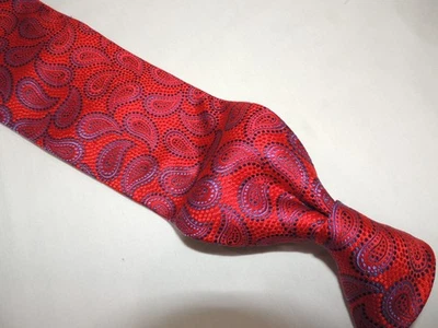 Corbata XMI Platino Tejida 100% Seda Rojo Paisley ¡EXQUISITA! Foto 1 de 4