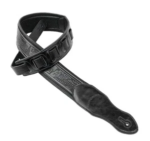 G-118 Black on Black Padded Guitar Strap with Embossed Tooling & Padded Glove... - Picture 1 of 6