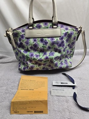 Dooney & Bourke Petunia Purple White Satchel  - Image 1 of 4