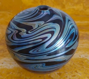 Exquisite irisierende Norman Stuart Clarke Studio Kunst Glas Vase signiert datiert 86 - Bild 1 von 16