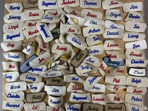 #9 WHOLESALE Vtg Lot 100 1970s Embroidered Cloth Name Uniform Patches - Picture 1 of 6