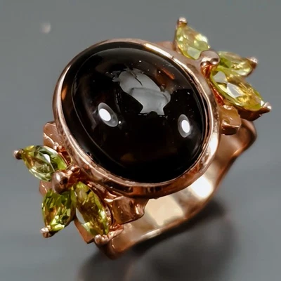 Joyería de piedras preciosas Anillo de cuarzo ahumado natural plata de ley 925 talla 7/R445880 Foto 1 de 4