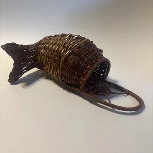 Wicker Woven Fish With Pocket Wall Hanging Vibrant Colors 11” - Picture 1 of 8