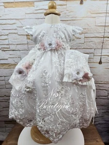 Free Shipping!! Baptism Dress, Christening Gown, Baby Girl White Dress - Picture 1 of 10