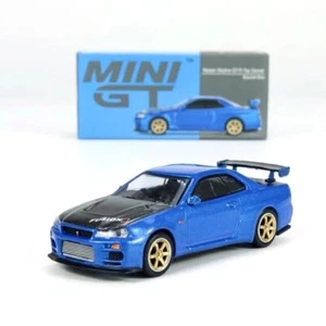 Mini GT Nissan Skyline GTR R34 Top Secret Bayside Blue 1:64 Scale CollectorModel