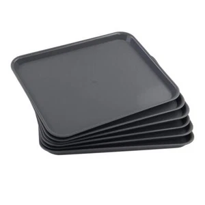 Larger Plastic Fast Food Restaurant Serving Trays Deep Grey 6 Packs - Picture 1 of 7