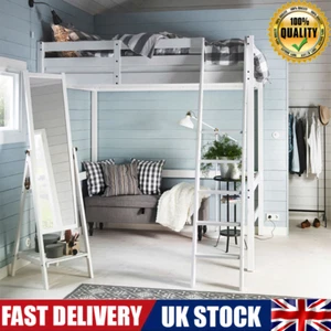 6.5x3FT High Sleeper Cabin Bed Adult Kid Loft Bed Wooden Bunk Bed Frame Ladder - Picture 1 of 10